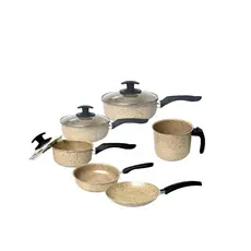 Conjunto Panela Caçarolas Antiaderente  9 pecas Vanila Granito