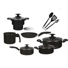 Conjunto Panela Caçarolas Antiaderente 9 pecas com cuscuzeira diverso