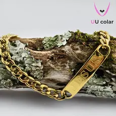Pulseira ajustável para homens e mulheres, JESUS ​​​​gravado em aço inoxidável banhado a ouro PMPN5