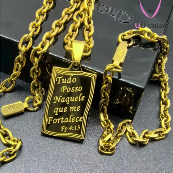 Joia Masculina com Propósito – Corrente e Pulseira em Inox 316L com Fé e Estilo