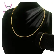Kit de Pulseira e Colar em Cordão de Aço/Dourado Prata - Diversos Comprimentos Disponíveis