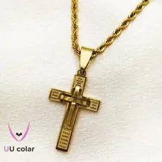 Colar. Cordão Masculino e Feminino - corrente de Cruz em Prata Dourada colar de osso moda presente