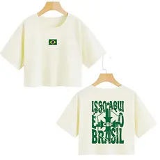 Cropped Feminino Isso Aqui é o Brasil 100% Algodão Penteado 30.1 Premium entrega rapida