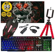 Kit Mobilador Gamer Para Android Com Teclado Mouse Tripé e Adaptador C ou V8 Free Fire