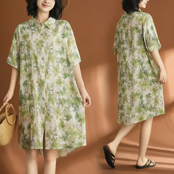 Oladivi Plus Size Mulheres Casual Camisa Solta Vestido Manga Curta Verão Túnica Oversized Robe 9274 F095