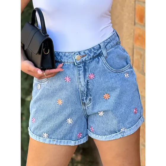 Coolestfeminina 9046 9048 8326 8260 8261 8227short Jeans bordado feminina jeans casual cintuta alta