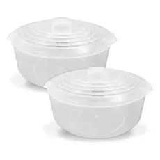 2 Panelas P/ Microondas Multiuso Faz Arroz Legumes Pipoca