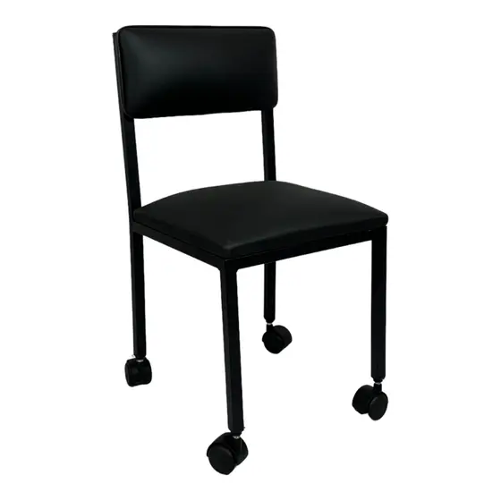 Cadeira de Manicure e Pedicure Preta – Base Preta com Rodinhas