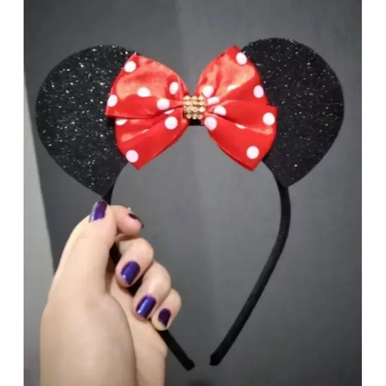 tiara minnie, tiara orelhinha minnie, tiara minnie vermelha, tiara minnie infantil, tiara minnie adulto, tiara festa