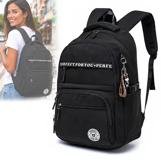 Mochila Bolsa Espaçosa Notebook Faculdade Chaveiro Personalizado Escolar