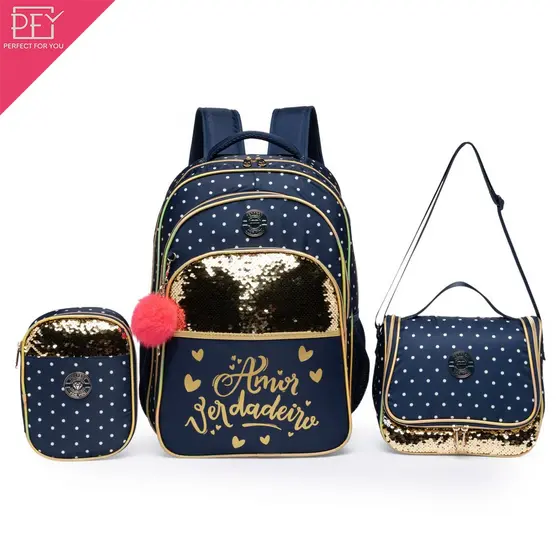 Kit Mochila Escolar Infantil Feminina Volta às Aulas Lancheira Térmica Estojo Original School Backpack