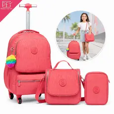 Kit Mochila de Rodinhas Infantil com Lancheira e Estojo – Reforçada, Haste Retrátil | Perfect For You