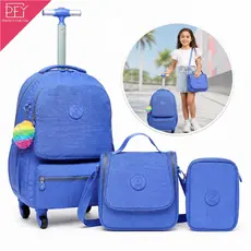 Perfect For You Kit Mochila Infantil Rodinhas 3 em 1 com Lancheira e Estojo Vara Retrátil Reforçada