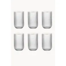 Jogo 6 Copos Altos de Vidro c/ Filete Dourado Versalhes Canelado 420ml - Lehavi