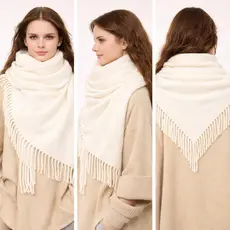 Cachecol Lenço  outono e inverno uniesexo de cor sólida de borla Com Franja