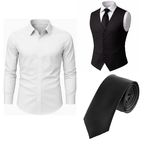 KIT CAMISA SOCIAL + GRAVATA SLIM + COLETE OXFORD PREMIUM - MEGA OFERTA