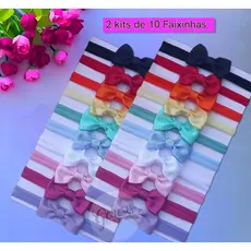 2 Kit de 10 Faixinhas com Laços Para Bebe RN de 0 a 2 anos
