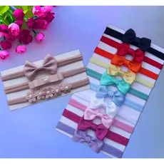 Kit com 10 + kit de 3 faixinhas BEGE de laços para bebê RN.