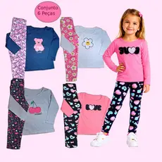 Kit 6 Peças Inverno | Conjunto  3 Blusas + 3 Legging Infantis Promoção Toda Estação