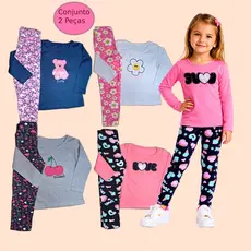 Conjunto Infantil Meia Estação Blusa E Legging Kit com 2 Peças Menina Roupa Criança