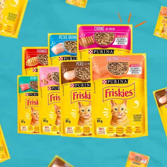 Ração Úmida Nestlé Purina Friskies Sachê para Gatos 85g Caixa 15 Unidades