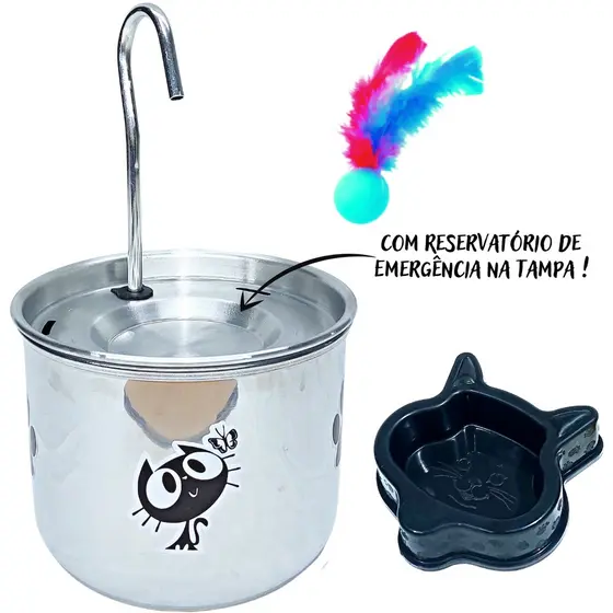 Bebedouro Para Gatos 2,0 Litros - Modelo em Alumínio - BIVOLT
