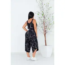 Macacão pantacourt estampado geométrico feminino
