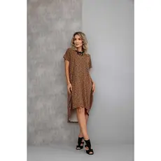 Vestido de Oncinha Mullet Estampado Com Bolsos Tecido Confortável Elegante