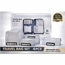Kit Organizador de Malas para Viagem 4 Peças- Bolsas Necessaire Sapatos Maquiagem Roupas Bagagem