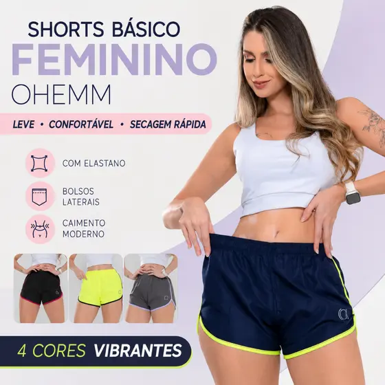 Shorts Feminino Tactel Básico P/ Treino Corrida Praia Lazer