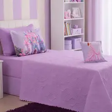 SOLTEIRO Cobre Leito Colcha Infantil Menina REINO ENCANTADO 03 Peças - Matelado Ultrassônico Premium