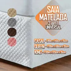Saia 3 Em 1 Com Regulagem Ajustável Cabeceira Cama Box Matelada Colchobox Casal Queen King