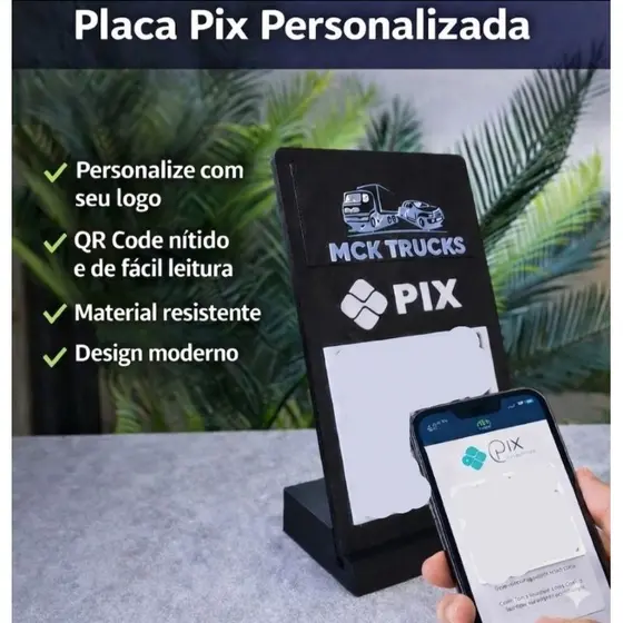 Placa pix com QR Code com logo da empresa estilo moderno