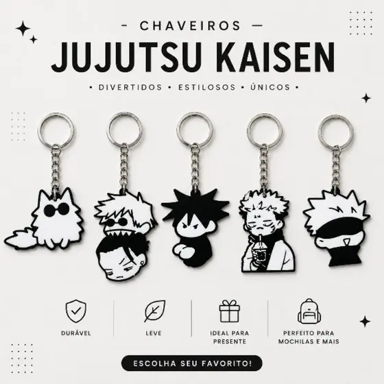 chaveiros divertidos de Jujutsu kaisen