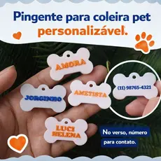 Pingente de identificação para coleira pet com nome e número de telefone, gato e cachorro