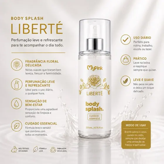 Body Splash Feminino Liberté SIMILAR Virgínia Alta Fixação Desodorante Colônia