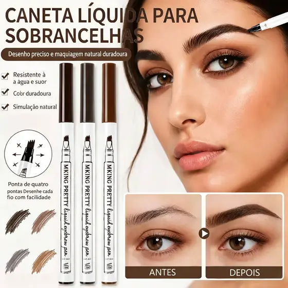 Lápis De Sobrancelha De 4 Pontos , Caneta Líquida De Tatuagem De Maquiagem À Prova D'água , Delineador Cosmético
