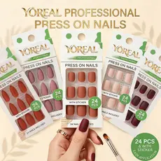 24 Unhas Postiças Press On, Várias Cores Disponíveis, Com Adesivos Autocolantes Inclusos