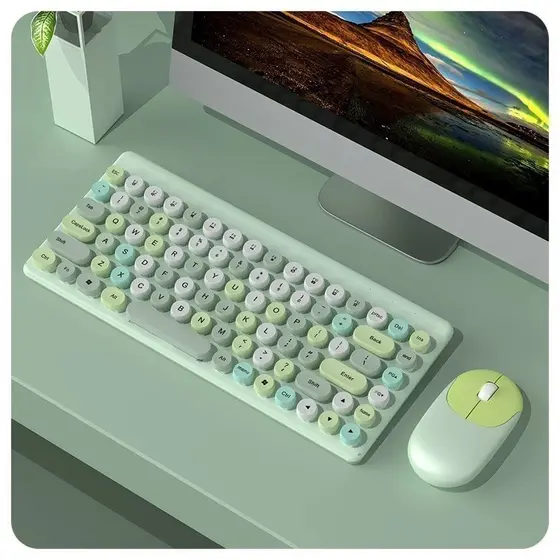 Conjunto Teclado e Mouse Sem Fio 2.4GHz Ultrafino Wireless USB Portátil Ergonômico Plug Play Notebook PC Home Office