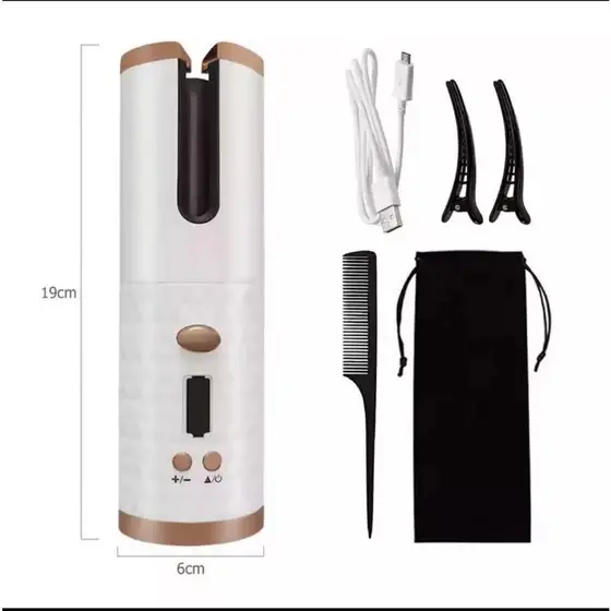 Modelador de cabelo automático sem fio com bateria recarregável de cerâmica embutida Alex