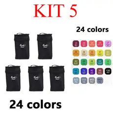 kit 5  24 Cores Caneta Marcadora De Cabeça Dupla Oleosa Montagem Artística Para Estudantes Material Escolar alex