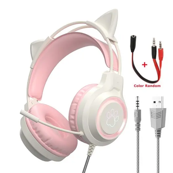 Fone De Ouvido Para Jogos RGB USB + 3.5MM PC Gamer Com Fio Cancelamento De Ruído Do Microfone Portátil PS4 PS5