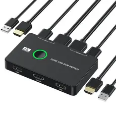 KVM Switcher HDMI 2 Portas Caixa USB E Switch Para 2 Computadores Compartilham Teclado Mouse Impressora Monitor HD