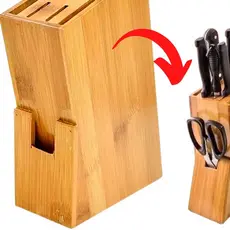 Faqueiro Organizador de Bambu 16.5x8x22.5 Cepo Facas Cozinha 9 Cavidades Utensílios para Cozinha Clink