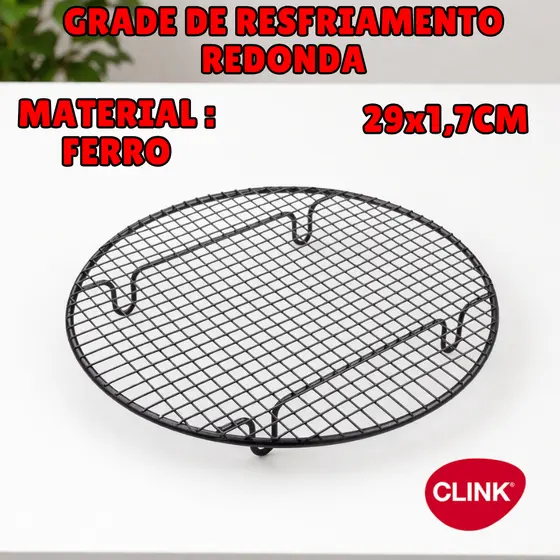 Grade Para Resfriamento 29X1,7CM Antiaderente Redonda Para Alimentos Biscoitos Bolo De Ferro