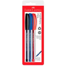 Caneta esferográfica 1.0 Trilux Azul/Preto/Vermelho SM/032\343218 com 3 unidades Faber-Castell