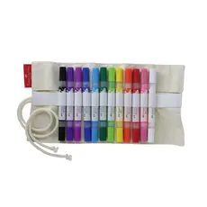 Marcadores MultiMark Multisuperfície Faber-Castell - 12 Cores Clássicas + Estojo de Tecido - MM/ESROLO