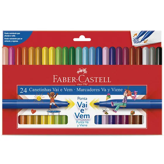 Caneta hidrográfica Vai e Vem 24 cores 150124VVZF Faber-Castell
