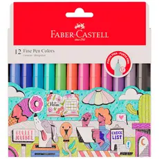 Caneta hidrográfica Fine Pen Colors 12 cores FPB/ES1ZF Faber-Castell