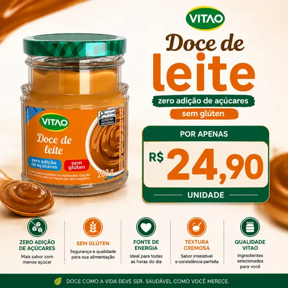 Doce de Leite Zero Açúcar 200g - Vitao